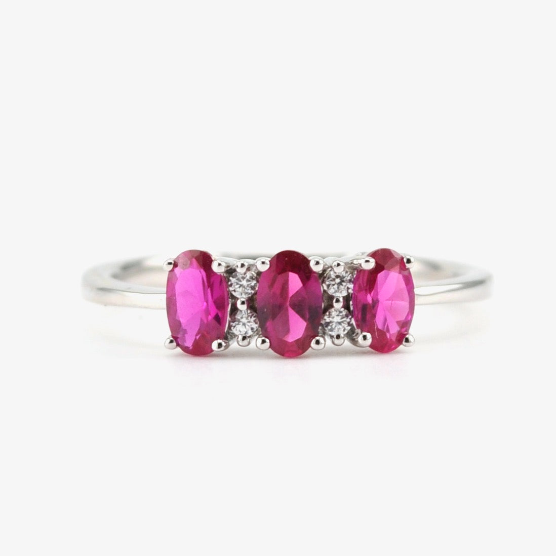 Sterling Silver Created Ruby 1ct CZ Ring Size 7
