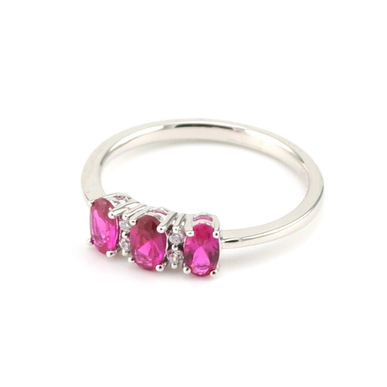 Alt View Sterling Silver Created Ruby 1ct CZ Ring Size 7