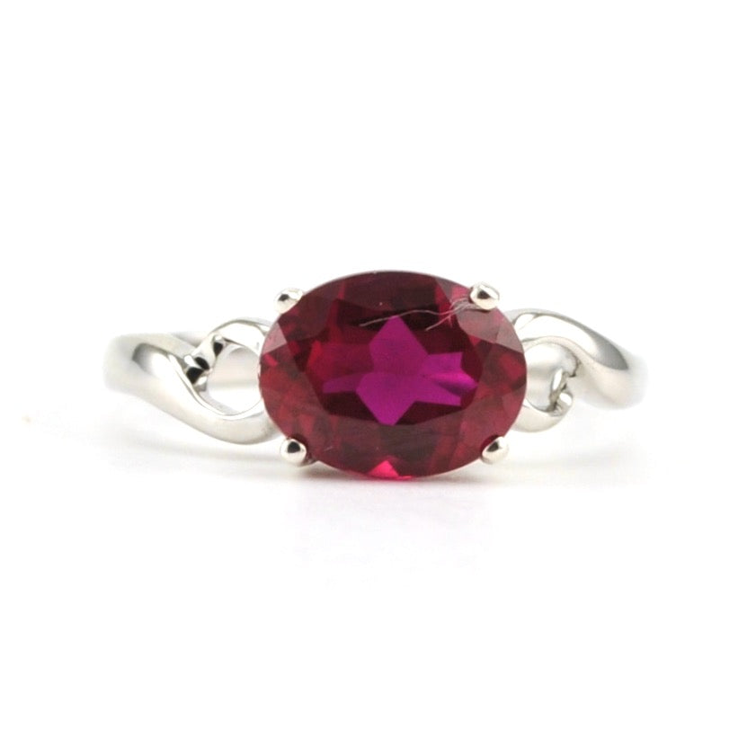 Sterling Silver Created Ruby 2.6ct Oval Ring