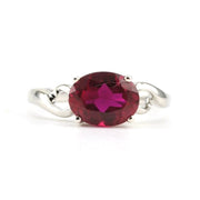 Sterling Silver Created Ruby 2.6ct Oval Ring