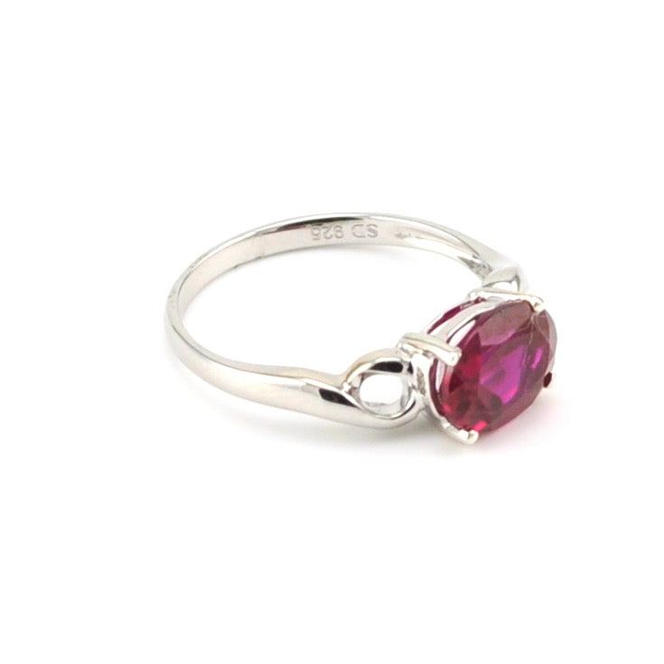 Alt View Sterling Silver Created Ruby 2.6ct Oval Ring