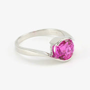 Alt View Sterling Silver Created Pink Sapphire 2.5ct Round Ring