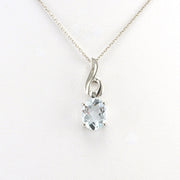 Alt View Sterling Silver Aquamarine 1.5ct Oval Necklace