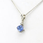 Side View Sterling Silver Tanzanite .6ct Square Diamond .02ct Necklace