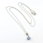 Sterling Silver Tanzanite .6ct Square Diamond .02ct Necklace