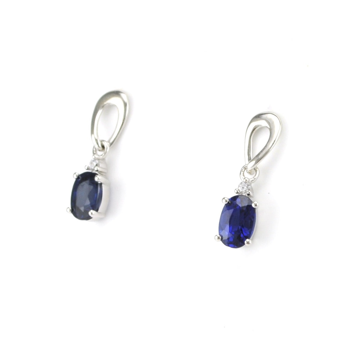 Side View Sterling Silver Created Sapphire 1.2ct CZ Earrings