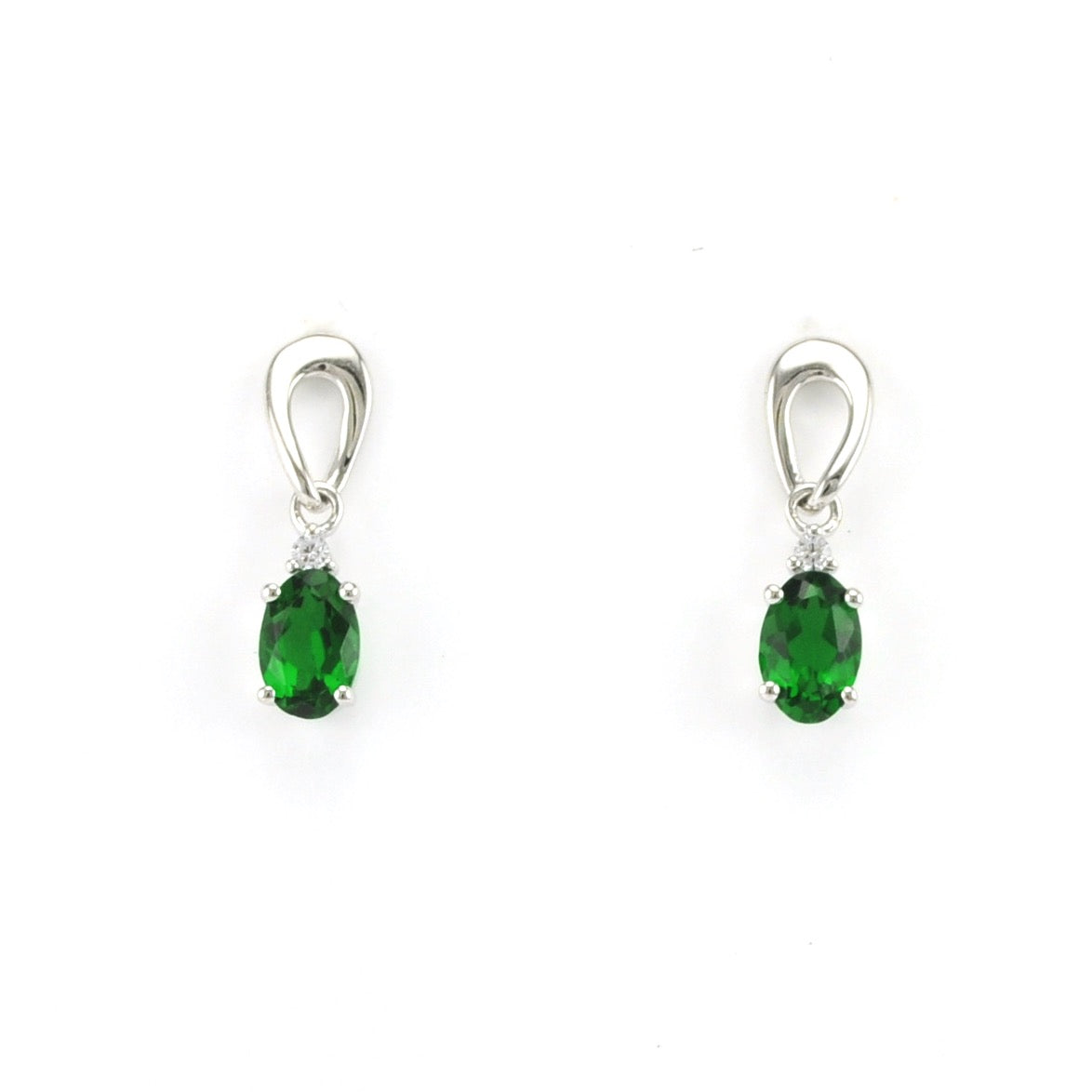 Sterling Silver Created Emerald .8ct CZ Earrings