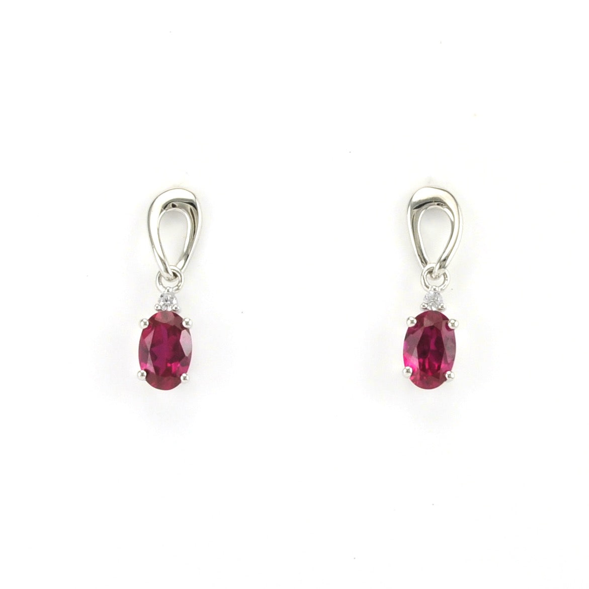 Sterling Silver Created Ruby 1.1ct CZ Earrings