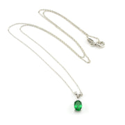 Sterling Silver Created Emerald .7ct Oval CZ Necklace