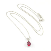 Sterling Silver Created Ruby .9ct Oval CZ Necklace