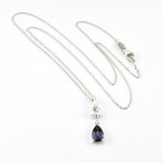 Sterling Silver Created Sapphire 1.8ct Tear CZ Necklace