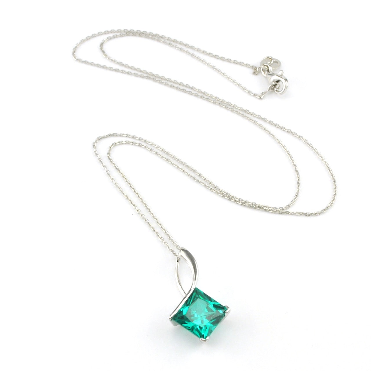 Sterling Silver Parieba Corundum 5ct Square Necklace