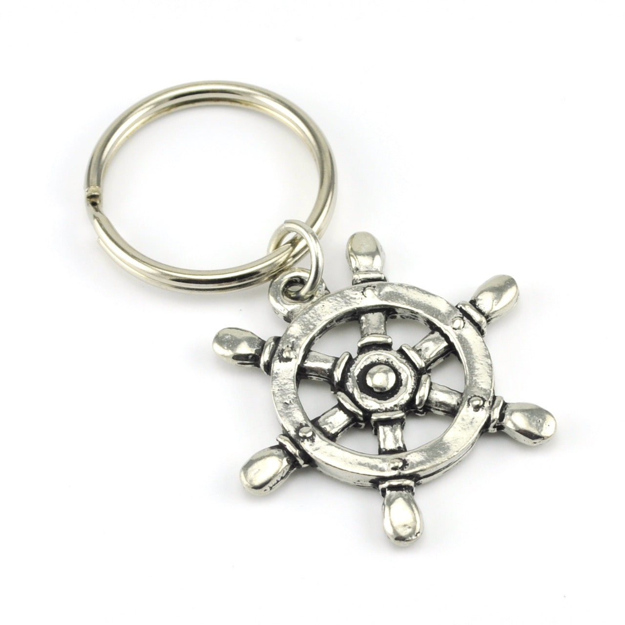 Handcrafted Pewter Captain's Wheel Key Chain