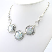Silver Roman Glass 3 Circle Necklace