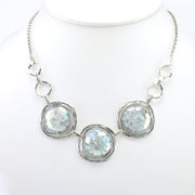 Alt View Silver Roman Glass 3 Circle Necklace