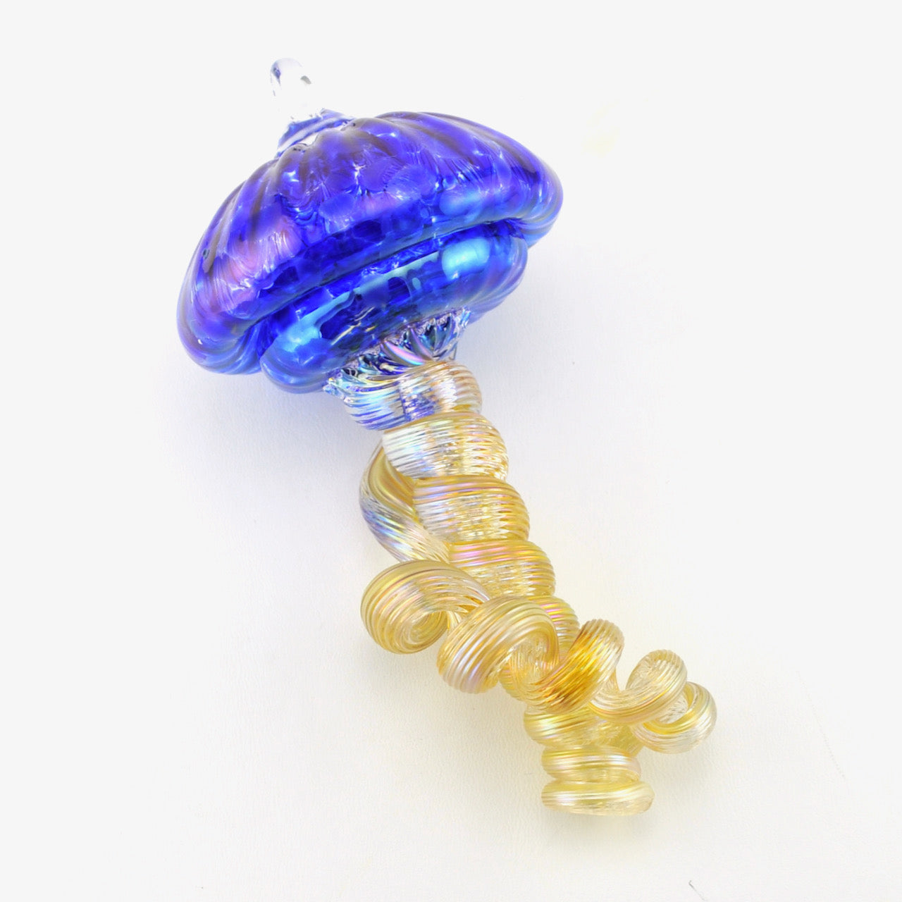 Glass Small Cobalt Hanging Jellyfish Ornament