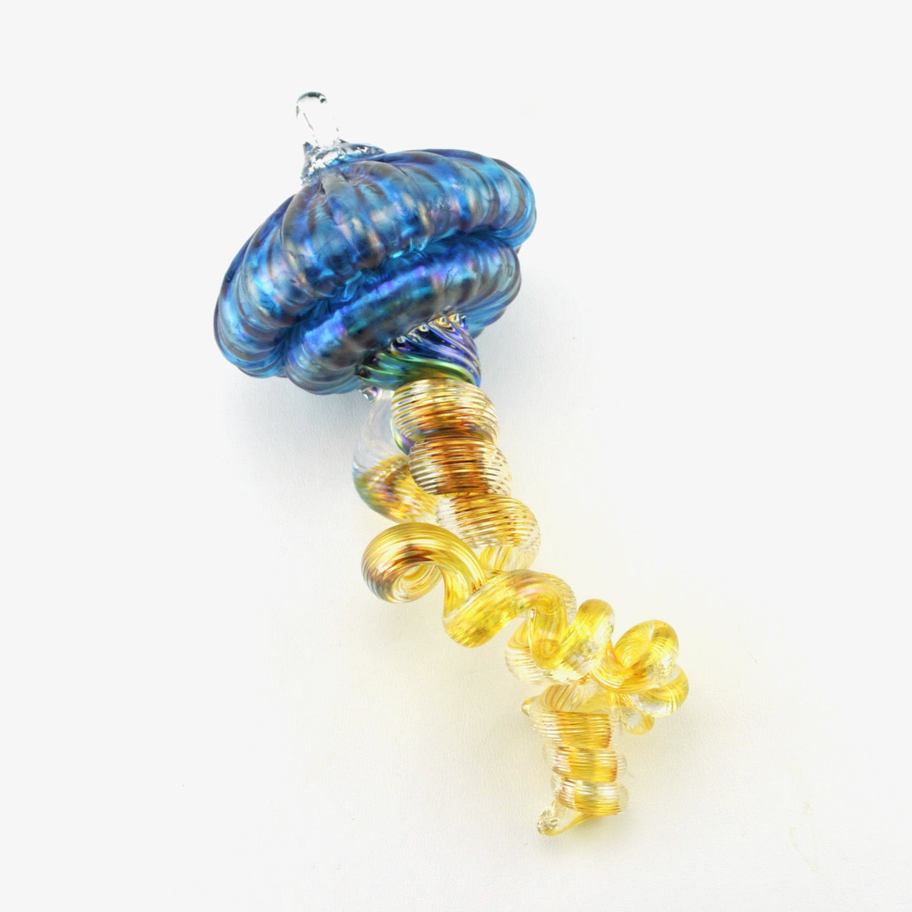 Glass Small Aqua Hanging Jellyfish Ornament