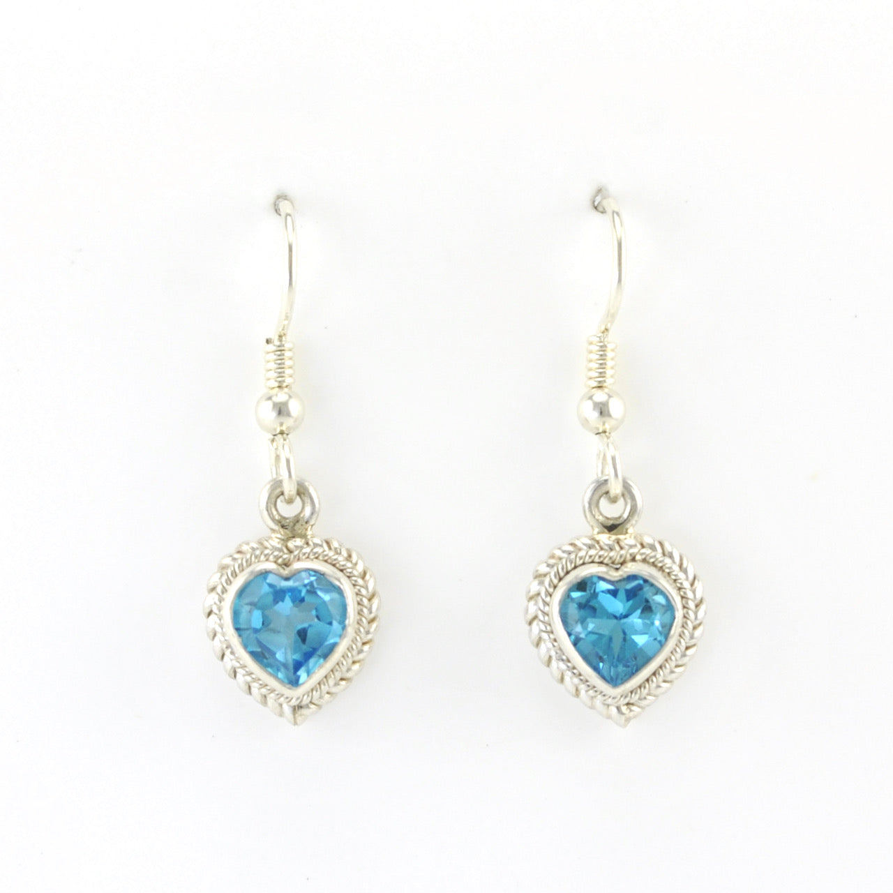 Alt View Silver Blue Topaz 7mm Heart Dangle Earrings