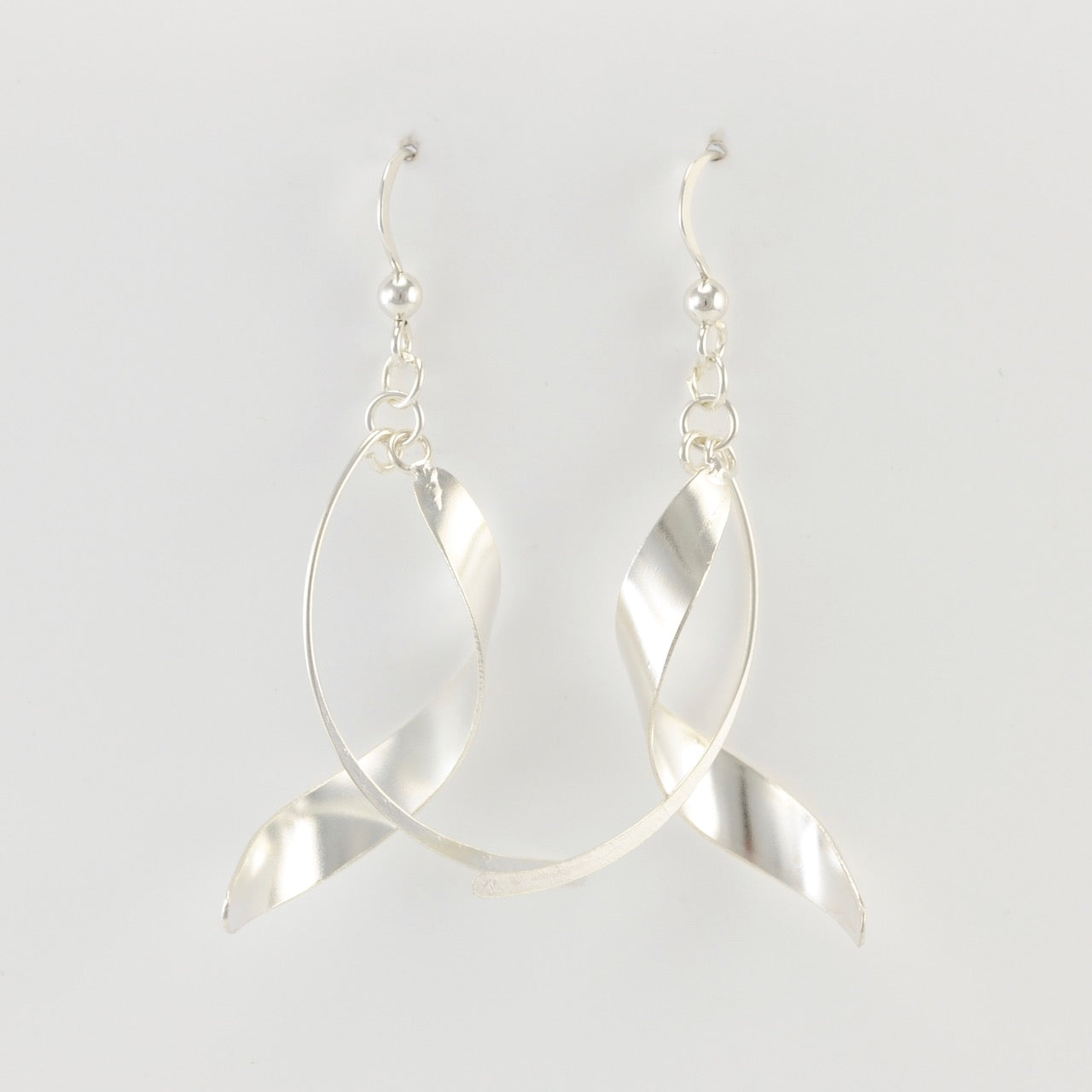 Alt View Silver Curl Sliver Dangle Earrings