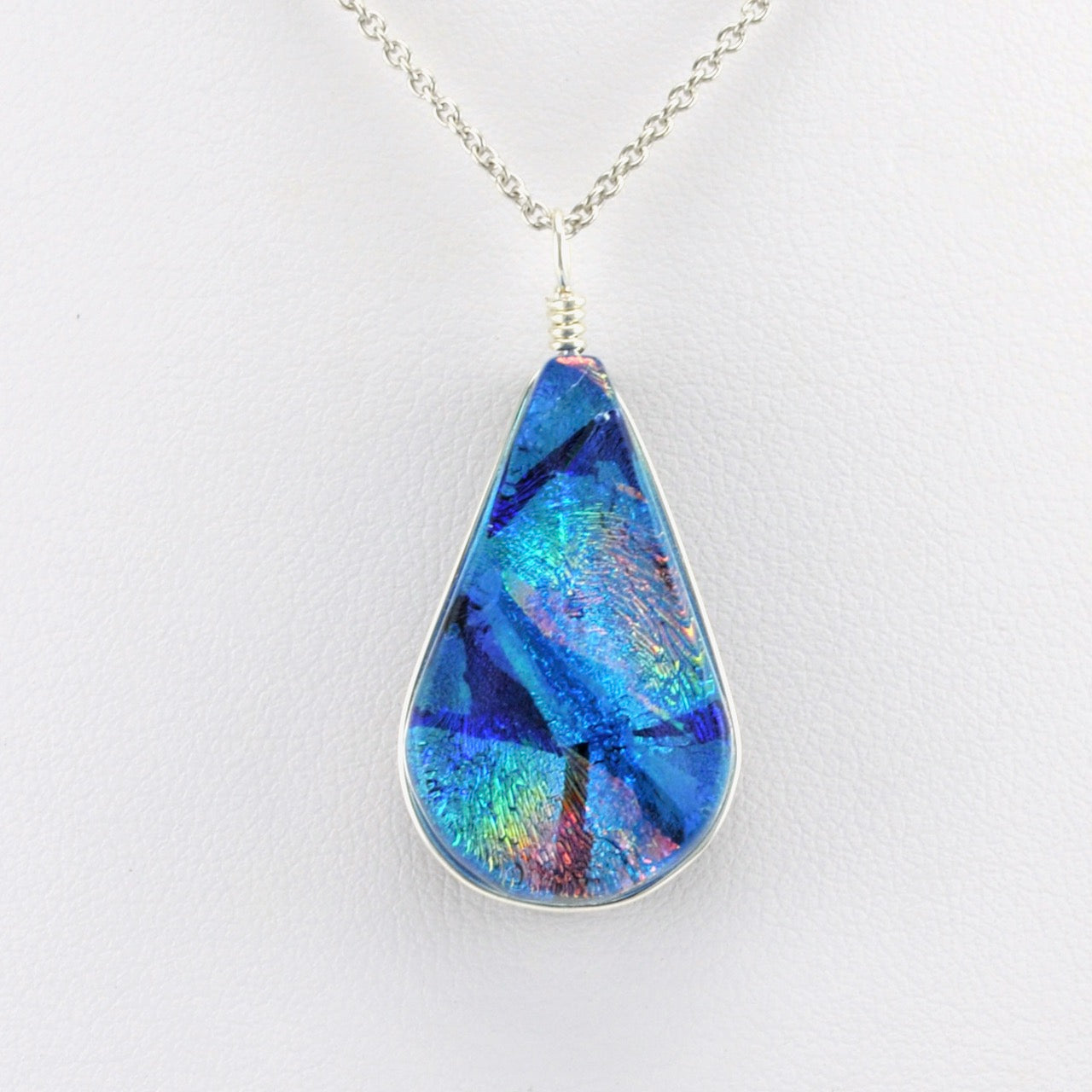 Abstract Holographic Rainbow Dichroic Pendant Necklace, One of a kind authentic