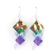 Alt View Radium Purple Fused Glass 3 Graduated Squares Earrings