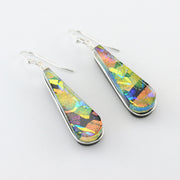 Silver Dichroic Glass Crazy Quilt Earring