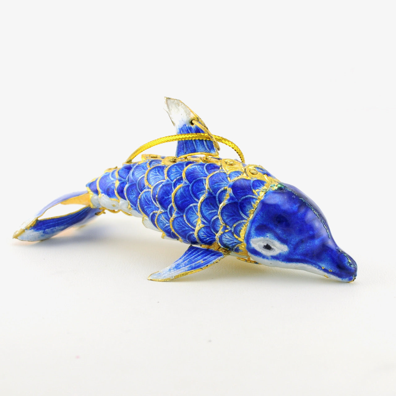 Articulated Cloisonné Small Blue Dolphin Ornament