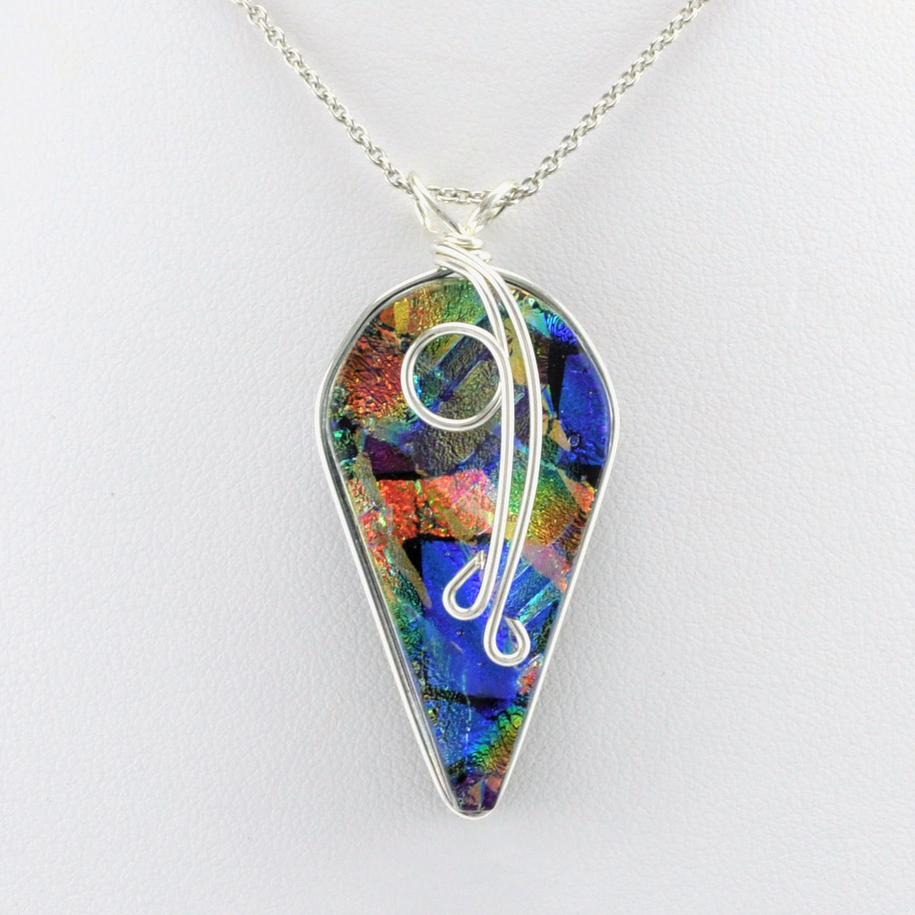 Alt View Sterling Silver Dichroic Glass Crazy Quilt Wisteria Pendant