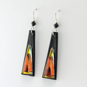 Coral Fused Glass Elongated Trapezoid Earrings