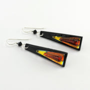 Alt Coral Fused Glass Elongated Trapezoid Earrings