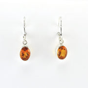 Alt View Silver Citrine 6x8mm Oval Dangle Earrings