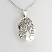 Side View Silver Tree of Life Oval Locket Pendant