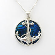 Alt View Silver Blue Abalone Anchor Pendant