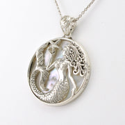 Silver Mermaid with Starfish Mother of Pearl Pendant