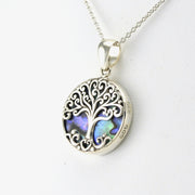 Side View Sterling Silver Abalone Tree of Life Necklace