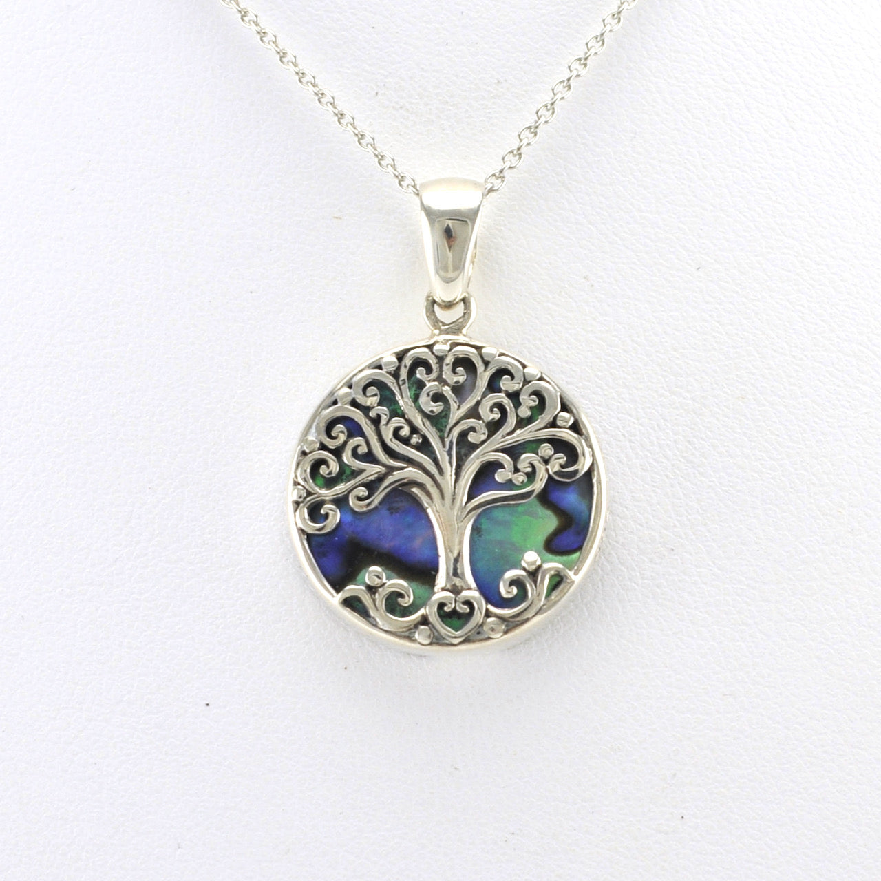 Alt View Sterling Silver Abalone Tree of Life Necklace