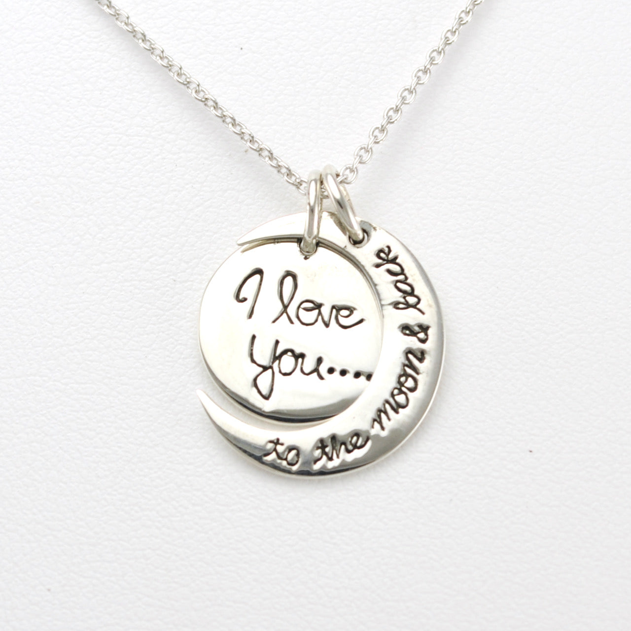 Alt View  Silver I love you to the moon and back Necklace