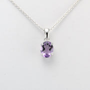 Alt View Silver Amethyst Oval Drop Necklace