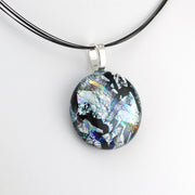 Side View Silver Dichroic Glass Large Pendant