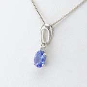 Side View Sterling Silver Tanzanite 1.2ct Diamond .03ct Necklace