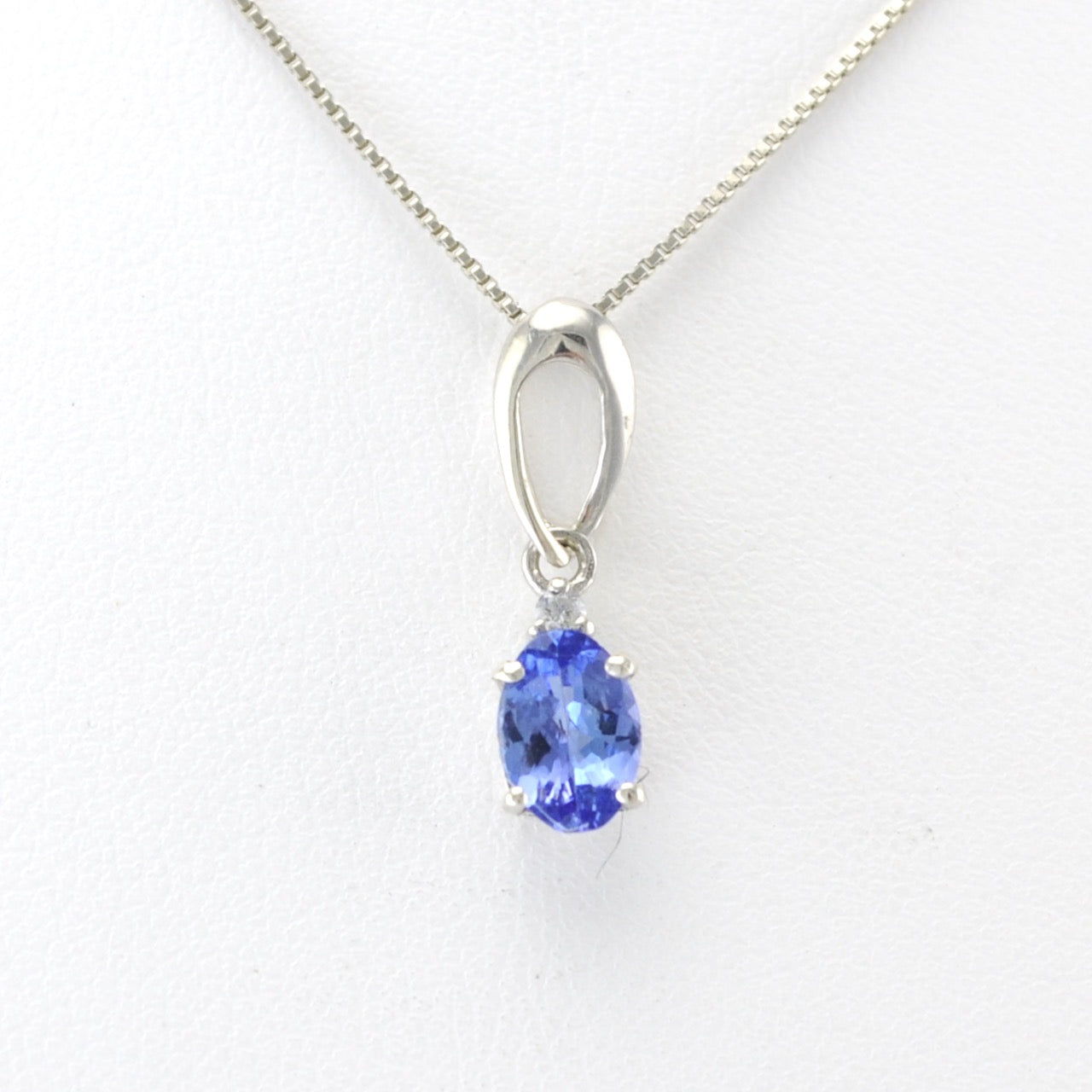 Sterling Silver Tanzanite 1.2ct Diamond .03ct Necklace