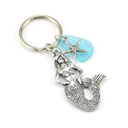 Turquoise Sea Glass Mermaid Key Ring