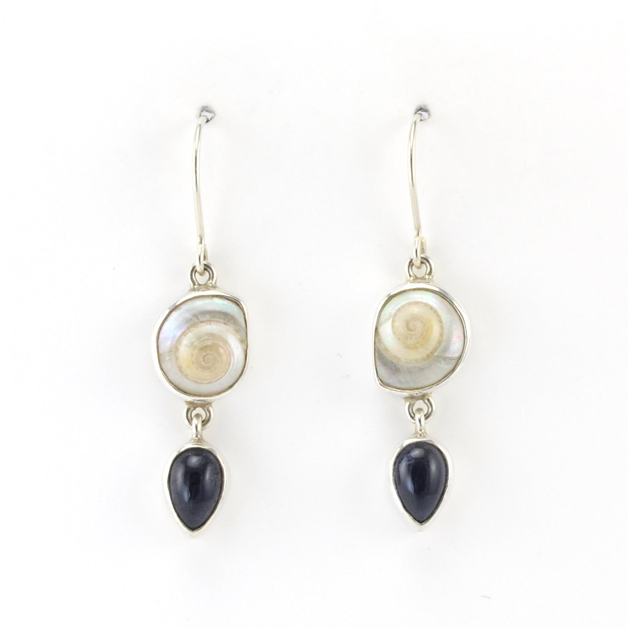 Silver Malabar Shell Iolite Earrings