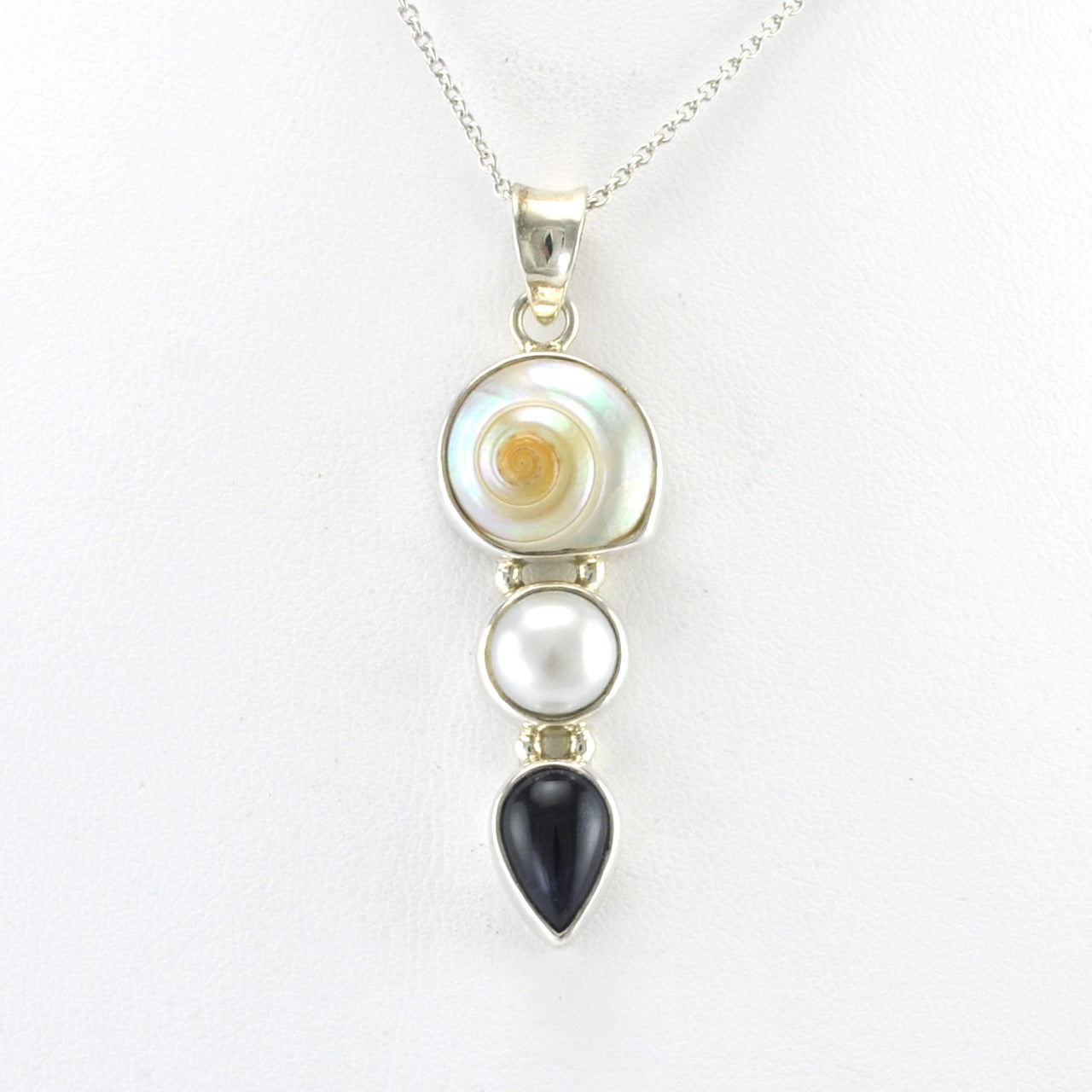 Alt View Sterling Silver Malabar Shell Pearl Iolite Necklace