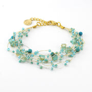Japanese Silk Turquoise Crystal Bracelet