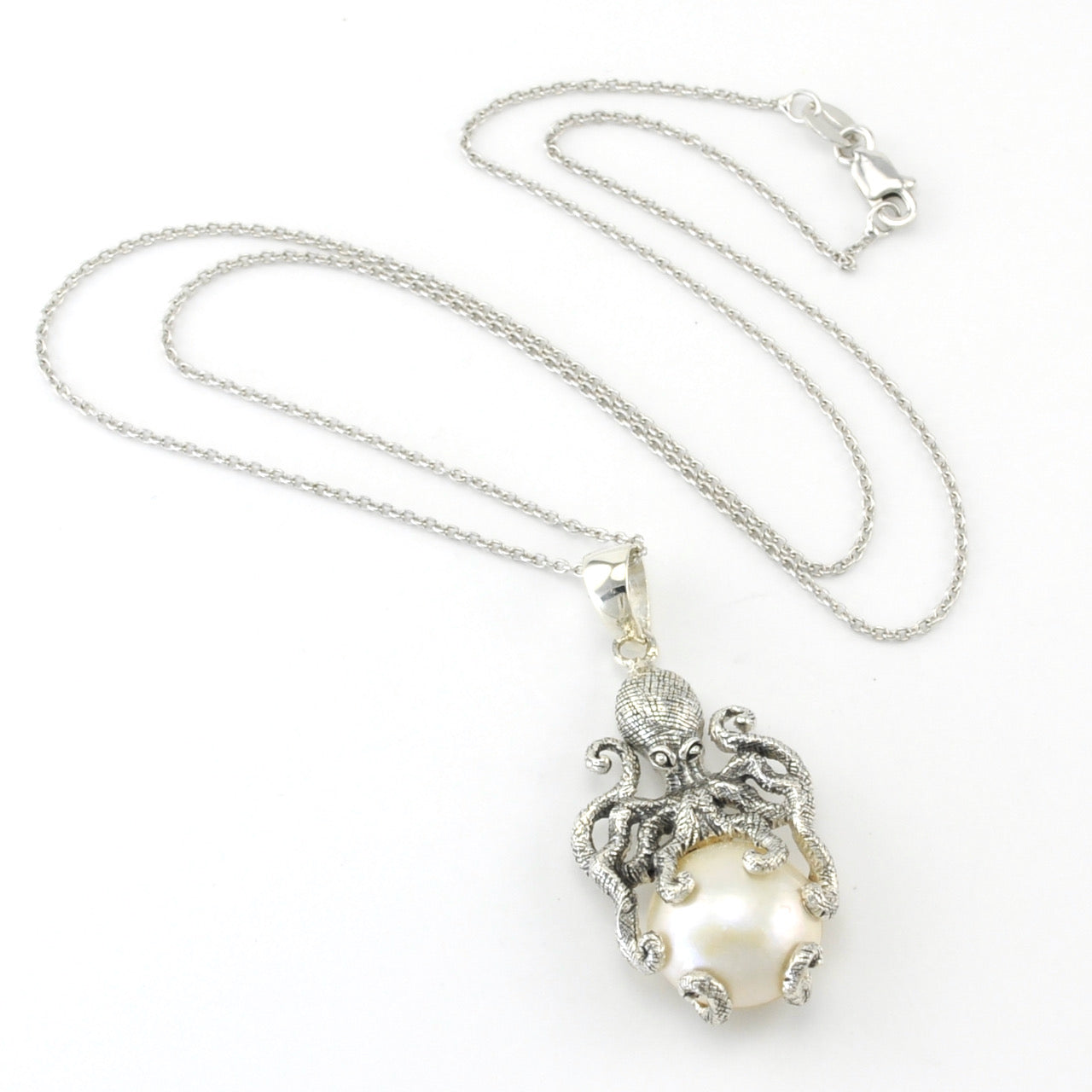 Sterling Silver Mabé Pearl Octopus Necklace
