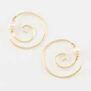 Gold Fill Spiral White Pearl Outer Edge Earrings