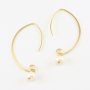 Gold Fill White Pearl Long Drop Earrings