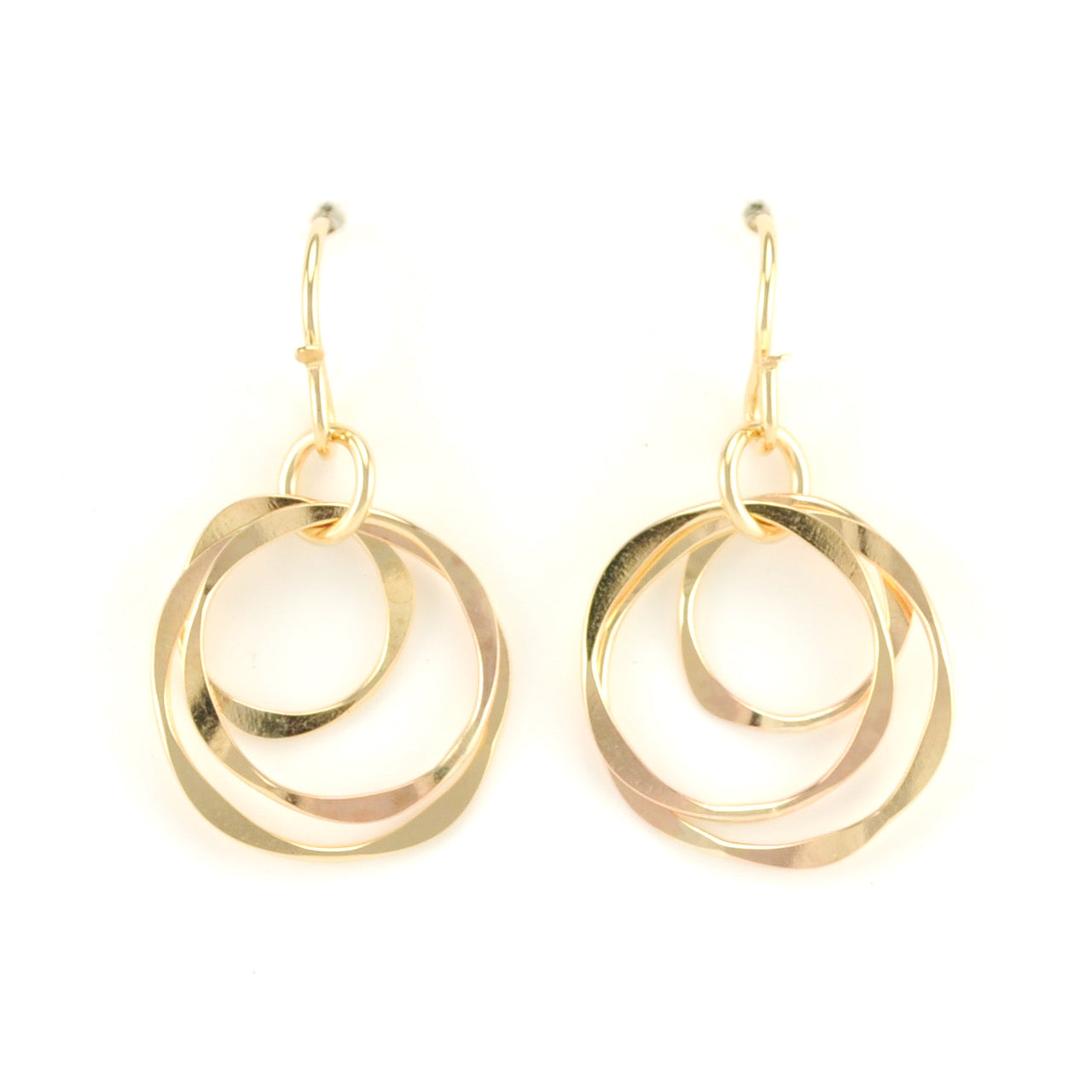 Gold Fill Triple Circle Earrings