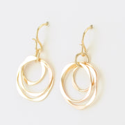 Side View Gold Fill Triple Circle Earrings